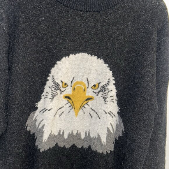 MCJC American Bald Eagle Black Graphic Long Sleeve Acrylic Blend Sweater Small - Picture 3 of 8